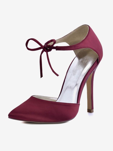 Women's Pumps Stiletto Heel Satin Wedding Shoes #UKM03030889
