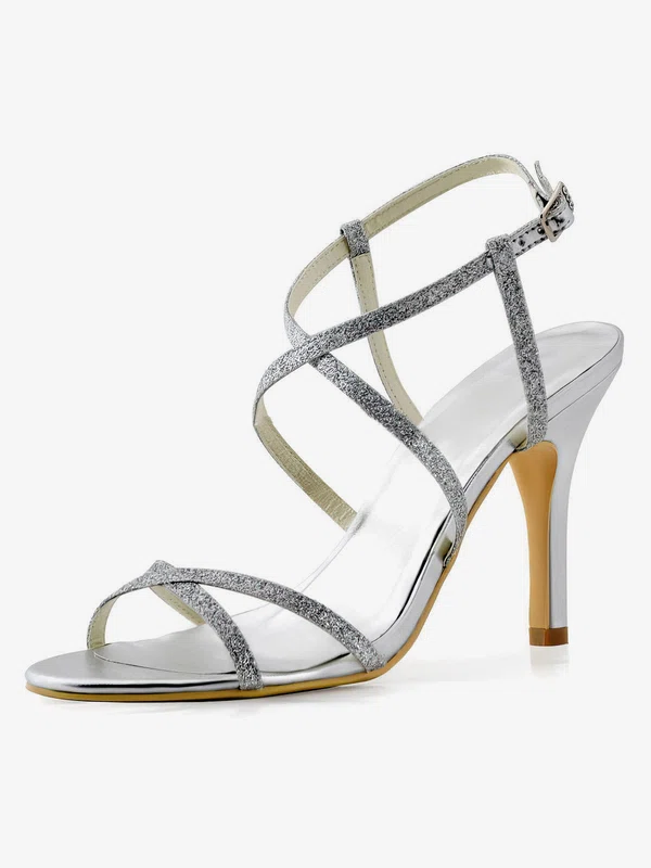 Women's Sandals Stiletto Heel Sparkling Glitter Wedding Shoes #UKM03030891