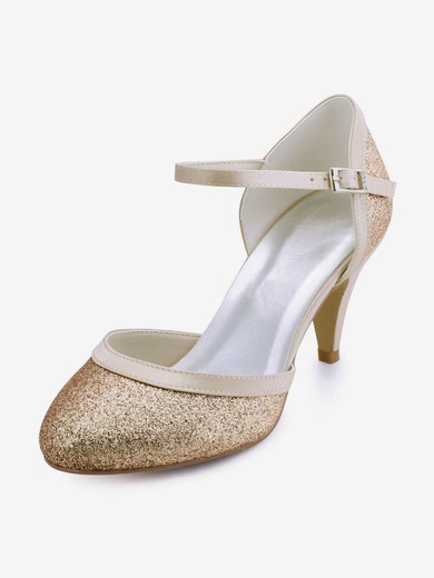 Women's Pumps Cone Heel Sparkling Glitter Wedding Shoes #UKM03030897