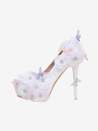 Women's Pumps Stiletto Heel White Leatherette Wedding Shoes #UKM03030908