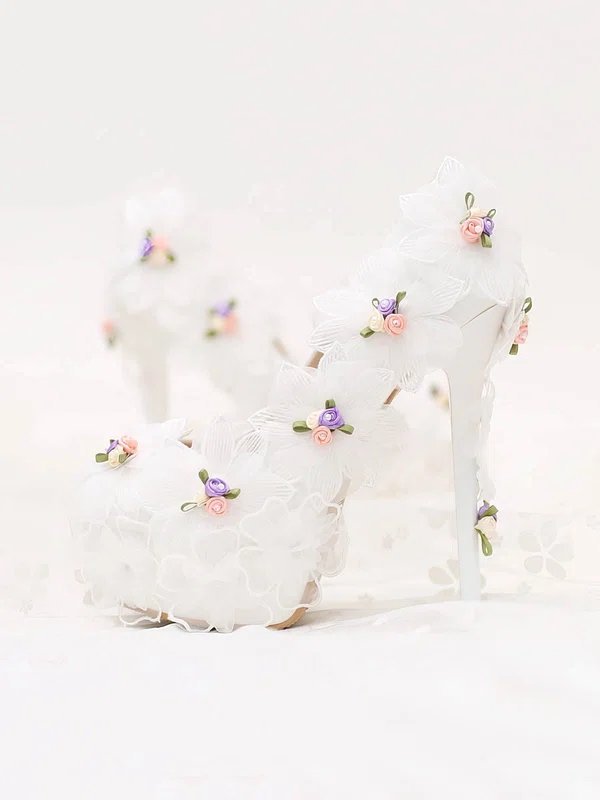 Women's Pumps Stiletto Heel White Leatherette Wedding Shoes #UKM03030909