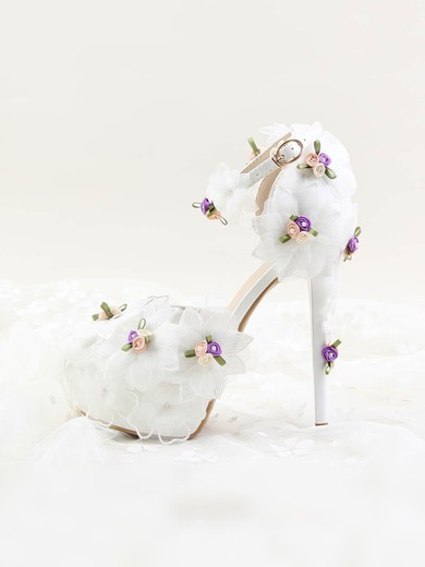 Women's Pumps Stiletto Heel White Leatherette Wedding Shoes #UKM03030910