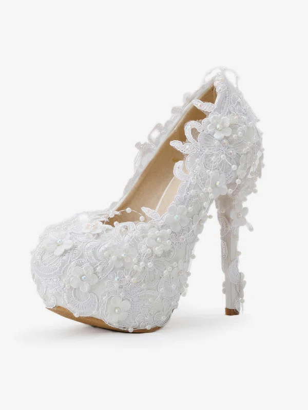 Women's Pumps Stiletto Heel White Leatherette Wedding Shoes #UKM03030926