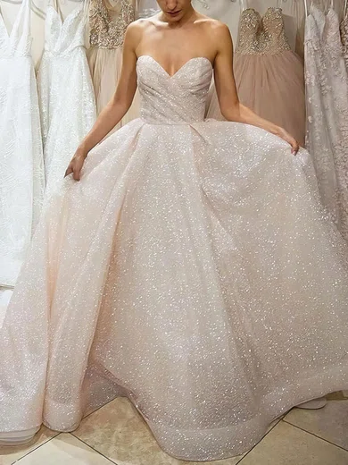 Ball Gown Strapless Sparkly Sequin Prom Dresses #UKM020106540