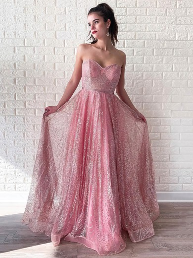 Glitter Sweetheart A-line Floor-length Beading Prom Dresses #UKM020106544