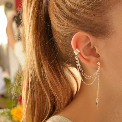 Ladies' Alloy Silver Pierced Earrings #UKM03080155