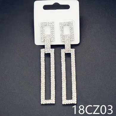 Ladies' Crystal Silver Pierced Earrings #UKM03080167