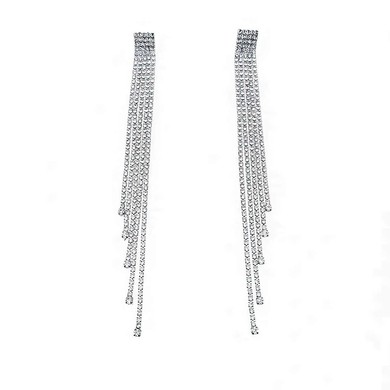 Ladies' Crystal Silver Pierced Earrings #UKM03080168