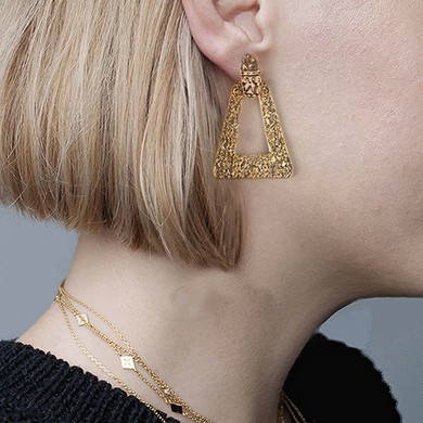 Ladies' Alloy Gold Pierced Earrings #UKM03080173