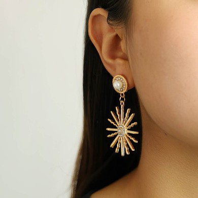 Ladies' Crystal Gold Pierced Earrings #UKM03080176