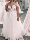 Ball Gown/Princess Illusion Tulle Sweep Train Wedding Dresses With Appliques Lace #UKM00023565