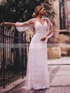 Tulle Scoop Neck A-line Floor-length Pearl Detailing Wedding Dresses #UKM00023569