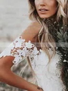 Lace Scoop Neck Trumpet/Mermaid Sweep Train Lace Wedding Dresses #UKM00023571