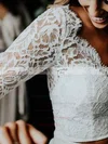 Lace Chiffon V-neck A-line Floor-length Lace Wedding Dresses #UKM00023573