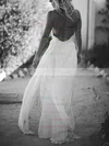 Chiffon Lace V-neck A-line Floor-length Appliques Lace Wedding Dresses #UKM00023485