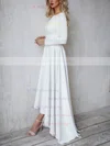 Stretch Crepe Scoop Neck A-line Asymmetrical Buttons Wedding Dresses #UKM00023490