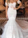 Lace Tulle Sweetheart Trumpet/Mermaid Court Train Appliques Lace Wedding Dresses #UKM00023529