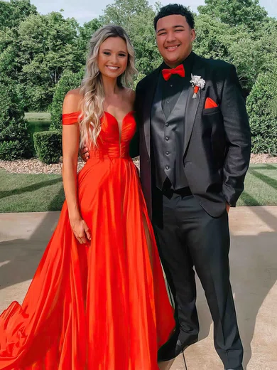Chiffon Off-the-shoulder A-line Sweep Train Ruffles Prom Dresses #UKM020106733