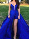 Ball Gown/Princess Floor-length V-neck Satin Split Front Prom Dresses #UKM020106769