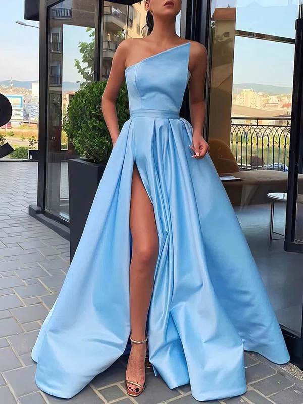 Ball Gown/Princess Floor-length Straight Satin Sashes / Ribbons Prom Dresses #UKM020106846
