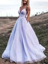 Ball Gown/Princess Floor-length V-neck Glitter Pockets Prom Dresses #UKM020106870