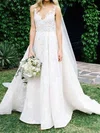 Ball Gown/Princess Illusion Lace Sweep Train Wedding Dresses With Pockets #UKM00023575