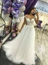 Ball Gown Illusion Tulle Floor-length Wedding Dresses With Appliques Lace #UKM00023582