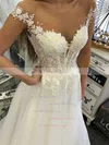 Tulle Scoop Neck A-line Floor-length Appliques Lace Wedding Dresses #UKM00023582