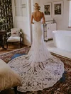 Trumpet/Mermaid Sweetheart Lace Court Train Wedding Dresses With Sashes / Ribbons #UKM00023585
