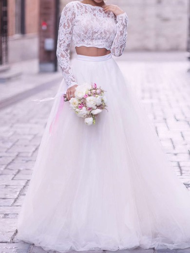 Ball Gown Illusion Tulle Lace Floor-length Wedding Dresses #UKM00023589