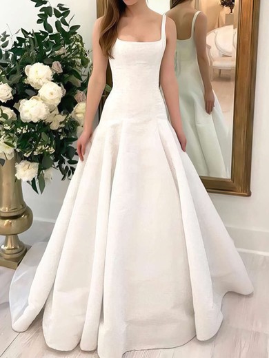 Ball Gown/Princess Square Neckline Satin Floor-length Wedding Dresses #UKM00023592