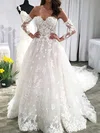 Ball Gown/Princess Sweetheart Tulle Court Train Wedding Dresses With Appliques Lace #UKM00023593