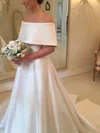 Ball Gown Off-the-shoulder Satin Sweep Train Wedding Dresses #UKM00023594