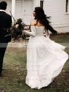 Lace Chiffon Off-the-shoulder A-line Floor-length Wedding Dresses #UKM00023603