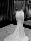 Jersey Square Neckline Trumpet/Mermaid Sweep Train Wedding Dresses #UKM00023607