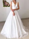 Ball Gown/Princess V-neck Chiffon Floor-length Wedding Dresses #UKM00023641