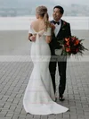 Stretch Crepe Off-the-shoulder Trumpet/Mermaid Sweep Train Wedding Dresses #UKM00023642
