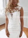 Tulle Scoop Neck Trumpet/Mermaid Chapel Train Appliques Lace Wedding Dresses #UKM00023644