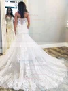 Tulle Sweetheart Trumpet/Mermaid Court Train Appliques Lace Wedding Dresses #UKM00023645