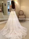 Tulle Scoop Neck Princess Sweep Train Appliques Lace Wedding Dresses #UKM00023650