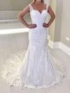 Trumpet/Mermaid Sweetheart Lace Sweep Train Wedding Dresses #UKM00023659