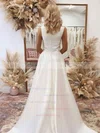 Satin Square Neckline A-line Sweep Train Wedding Dresses #UKM00023662