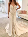 Trumpet/Mermaid Sweetheart Lace Stretch Crepe Court Train Wedding Dresses #UKM00023669