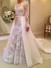 Ball Gown/Princess Illusion Lace Court Train Wedding Dresses With Sashes / Ribbons #UKM00023673