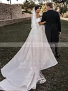 Satin Off-the-shoulder Ball Gown Court Train Pockets Wedding Dresses #UKM00023676