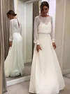 Chiffon Scoop Neck A-line Floor-length Wedding Dresses #UKM00023682