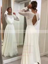 Chiffon Scoop Neck A-line Floor-length Wedding Dresses #UKM00023682
