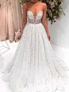 Ball Gown/Princess Illusion Tulle Sweep Train Wedding Dresses With Beading #UKM00023688