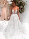 Ball Gown Illusion Tulle Sweep Train Wedding Dresses With Beading #UKM00023688