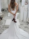 Trumpet/Mermaid Illusion Stretch Crepe Sweep Train Wedding Dresses With Appliques Lace #UKM00023703